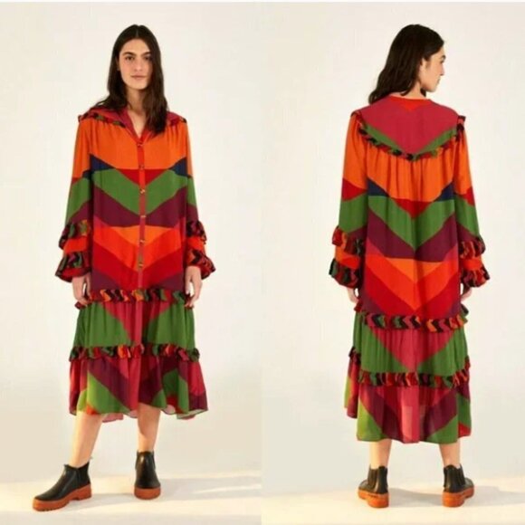 Farm Rio Women’s Juliana Stripes Midi Dress - Size Small - Picture 2 of 12